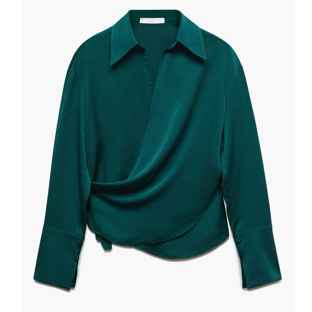 MANGO Long Sleeve Wrap Top